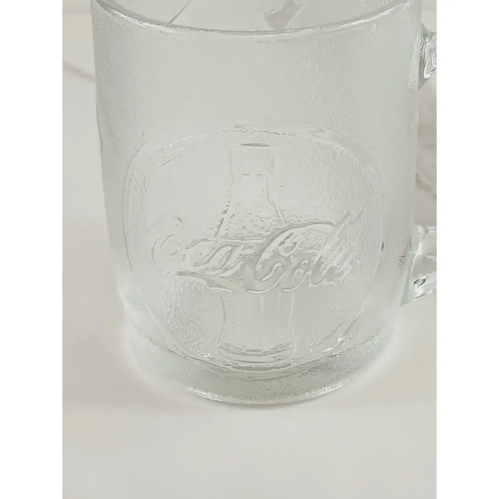Coca Cola Frosted Glass Coffee Mug Embossed Logo 12oz Tea Cup 4